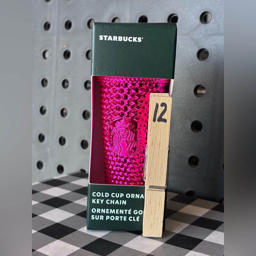 Starbucks Studded Metallic Pink Miniature Cup Keychain